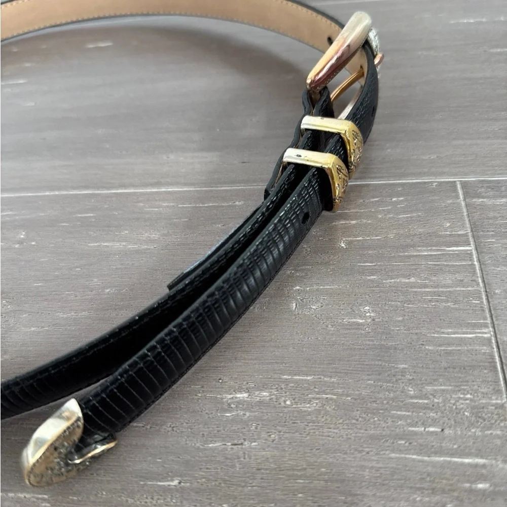 NWOT Brighton croc western festival leather black belt size Medium
